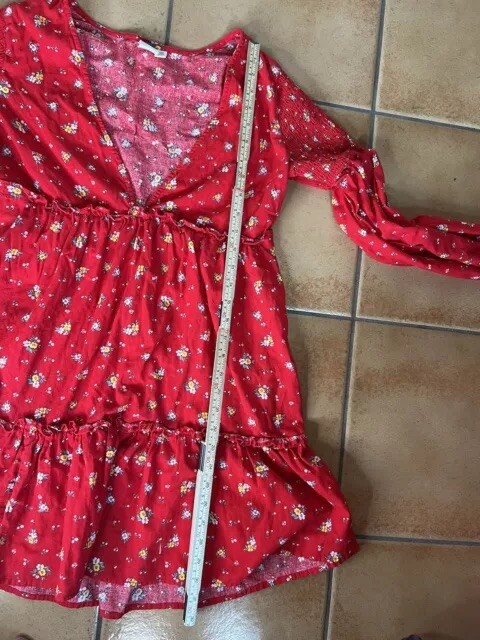 Retro 70s Red Prairie Mini dress Billabong X Wrangler Western VTG Cottage Boho