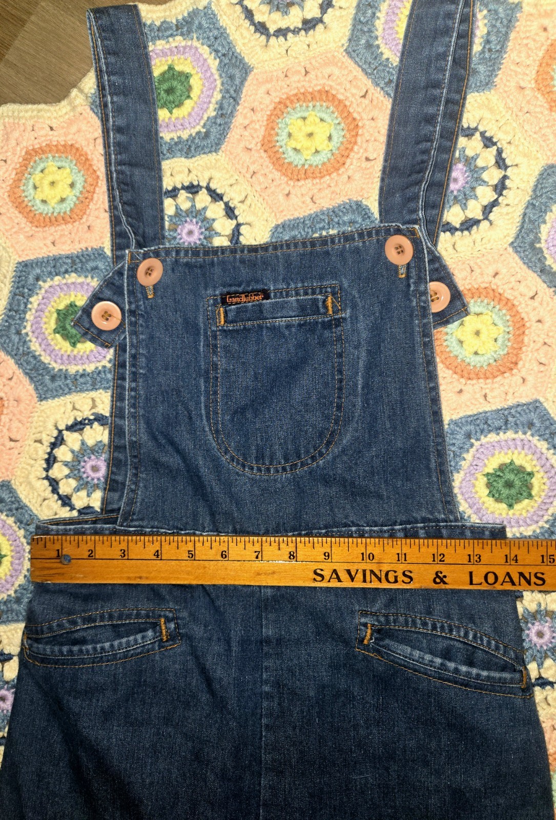 VINTAGE 70S LANDLUBBER OVERALLS JEANS DENIM 28 × 30 9 RARE BOSTON MASS USA EXC