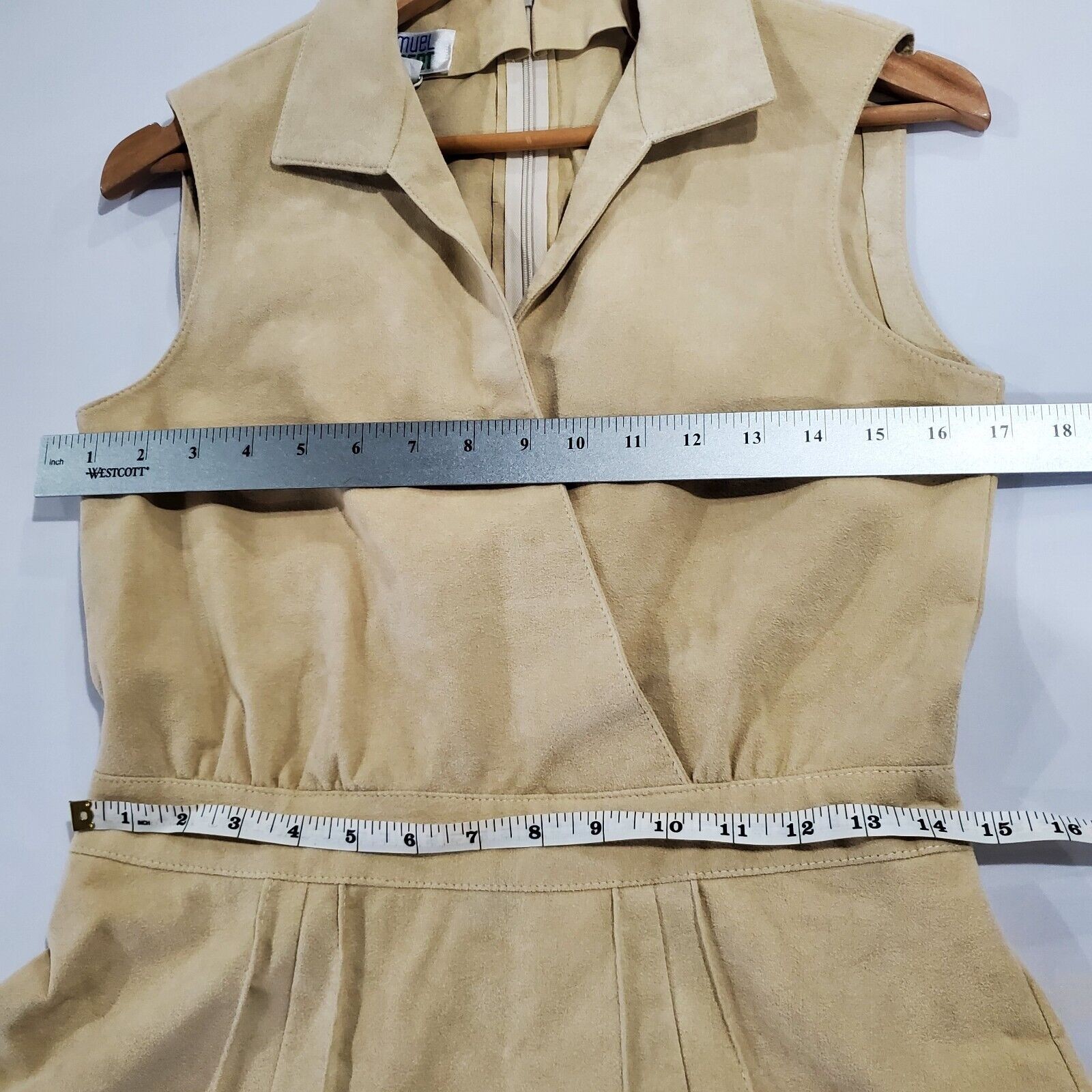 Vintage Wrap Dress Women Med Beige 60s Midi Cottage Preppy Coquette Neutral Mod