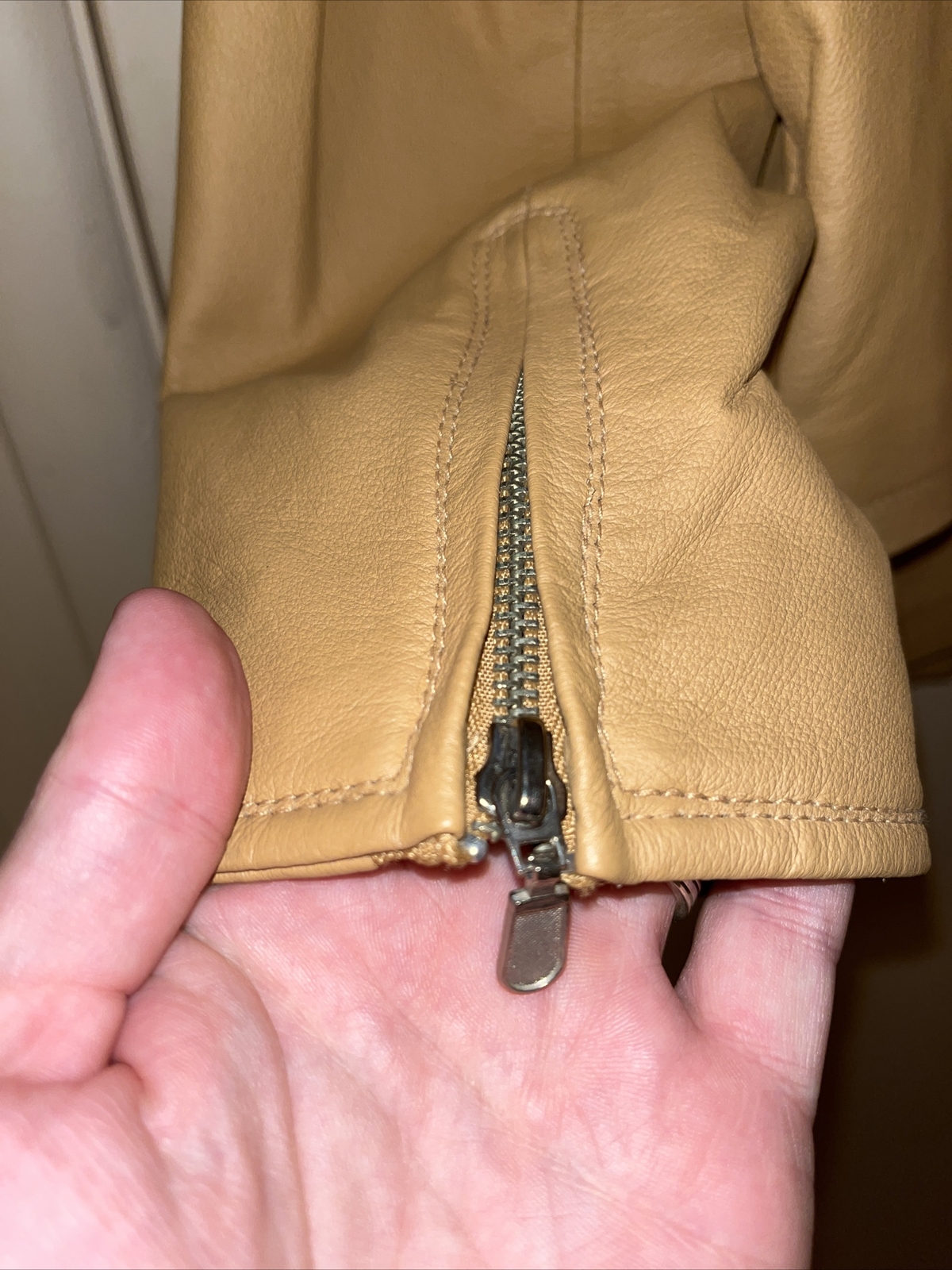 Styleworks Leather Pant/Jacket Suit Women’s Size 8 Tan Brown 80s/90s