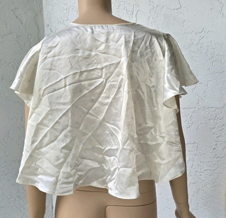 VTG Jessica Lynn Peignoir Satin Second Skin Nightgown Flutter Shawl Jacket SZ M