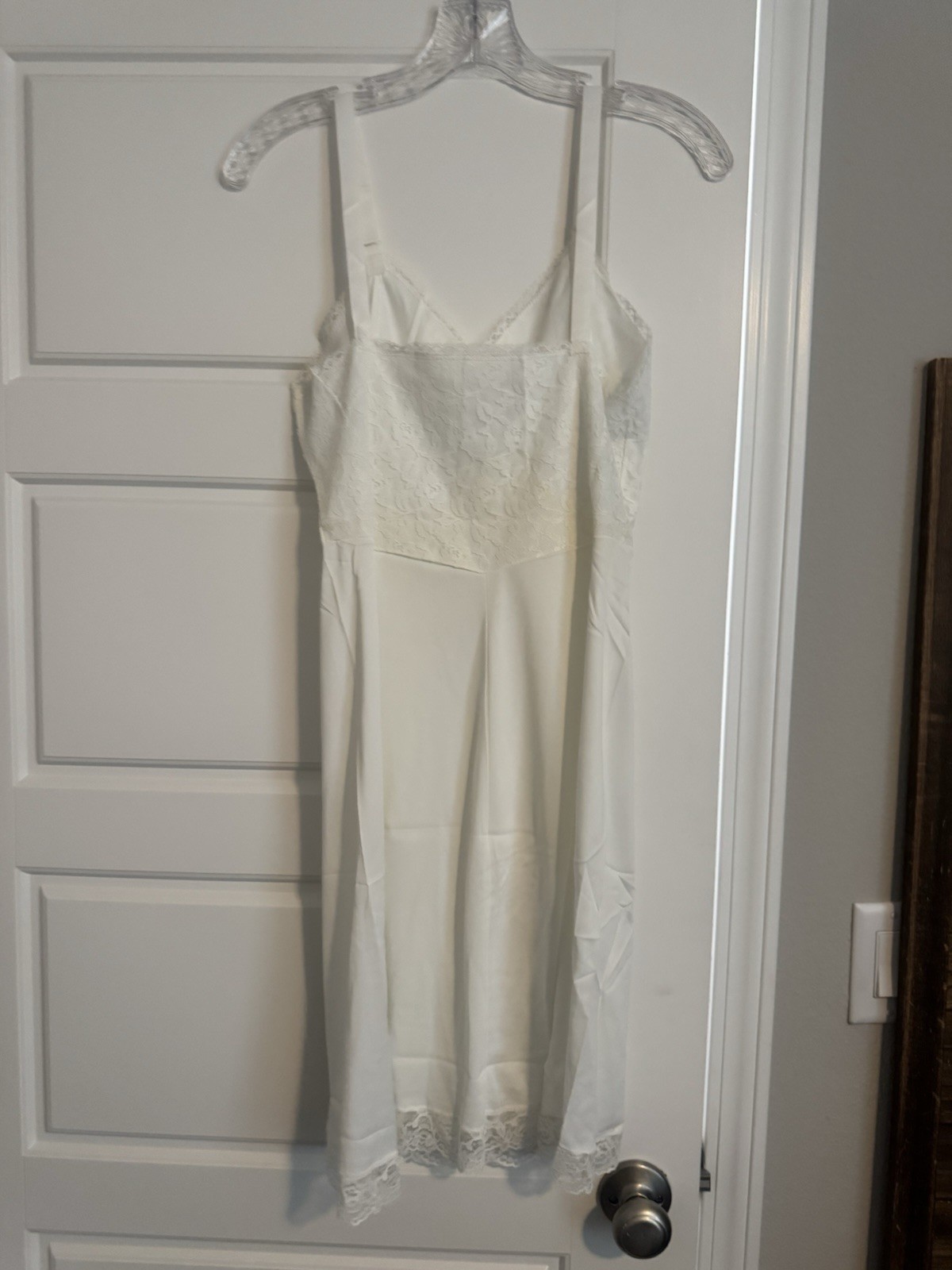 Vintage Du Pont Acele Size 36 Regular White Short Proportioned Slip Lace USA