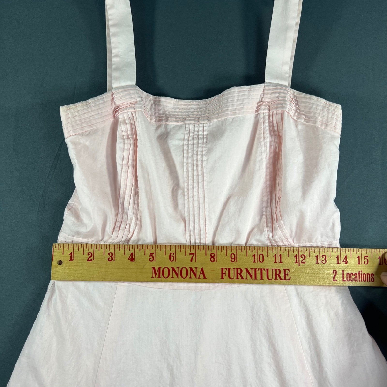 Yves Cossette Depeche Mode Vintage Pink Cotton Pintuck Midi Dress Womens 6