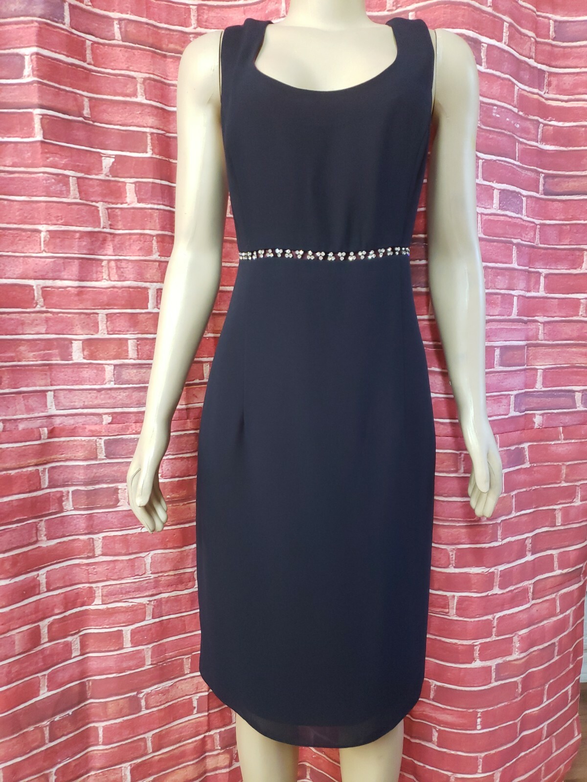 After Dark Vintage Size 15/16 Navy W Rhinestone Women’s Dress #W2