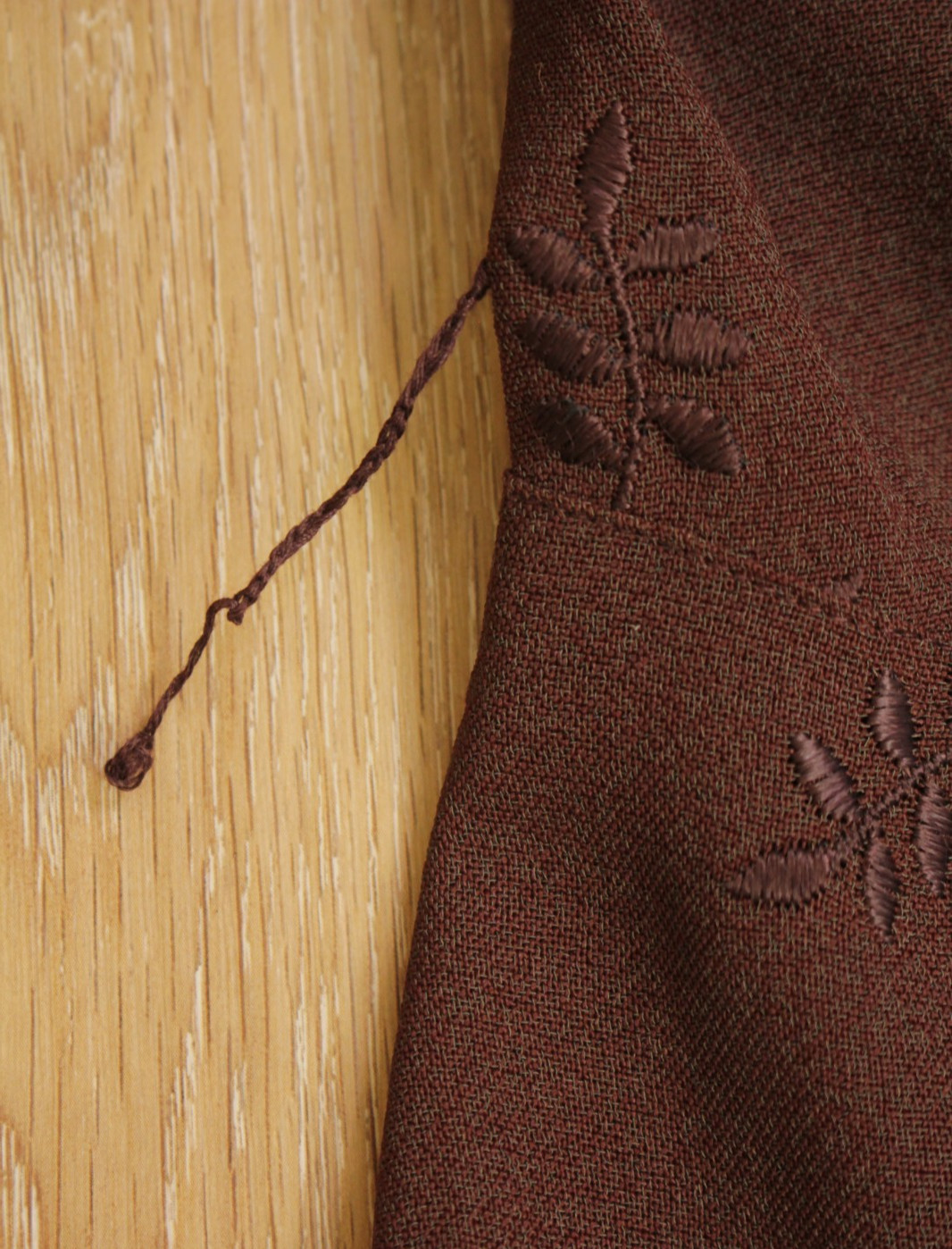 VTG Women’s 30s Brown Embroidered Long Sleeve Rayon Dress Sz XL 1930s Ladycraft