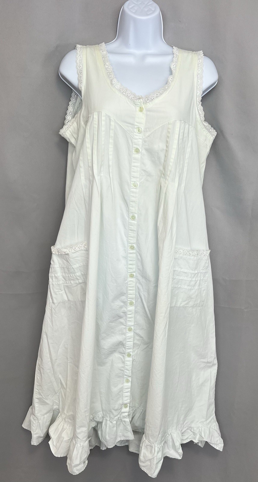 VTG Allison Smith Nightgown Womens Medium Green 100% Cotton Victorian Y2K