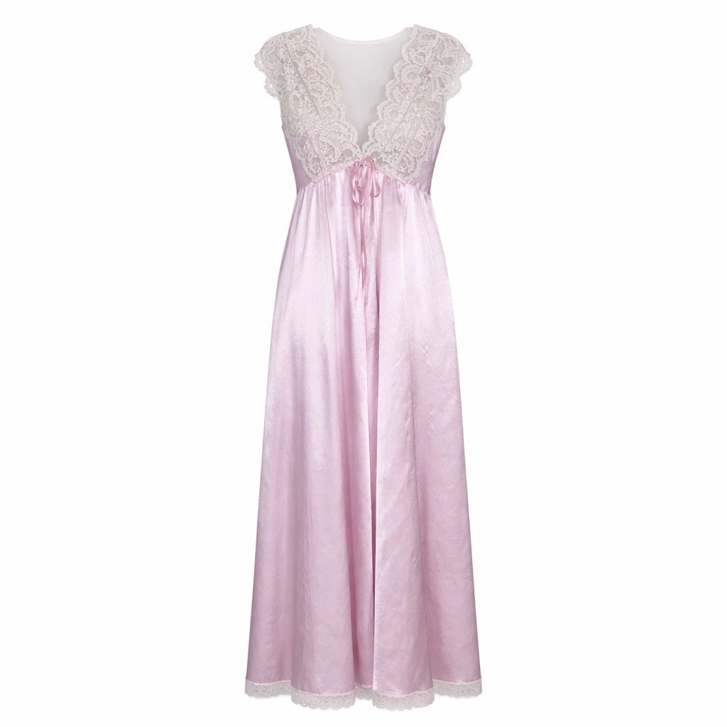 VTG 80s Claire Sandra by Lucie Ann Size Large Pink Peignoir Dressing Gown RARE
