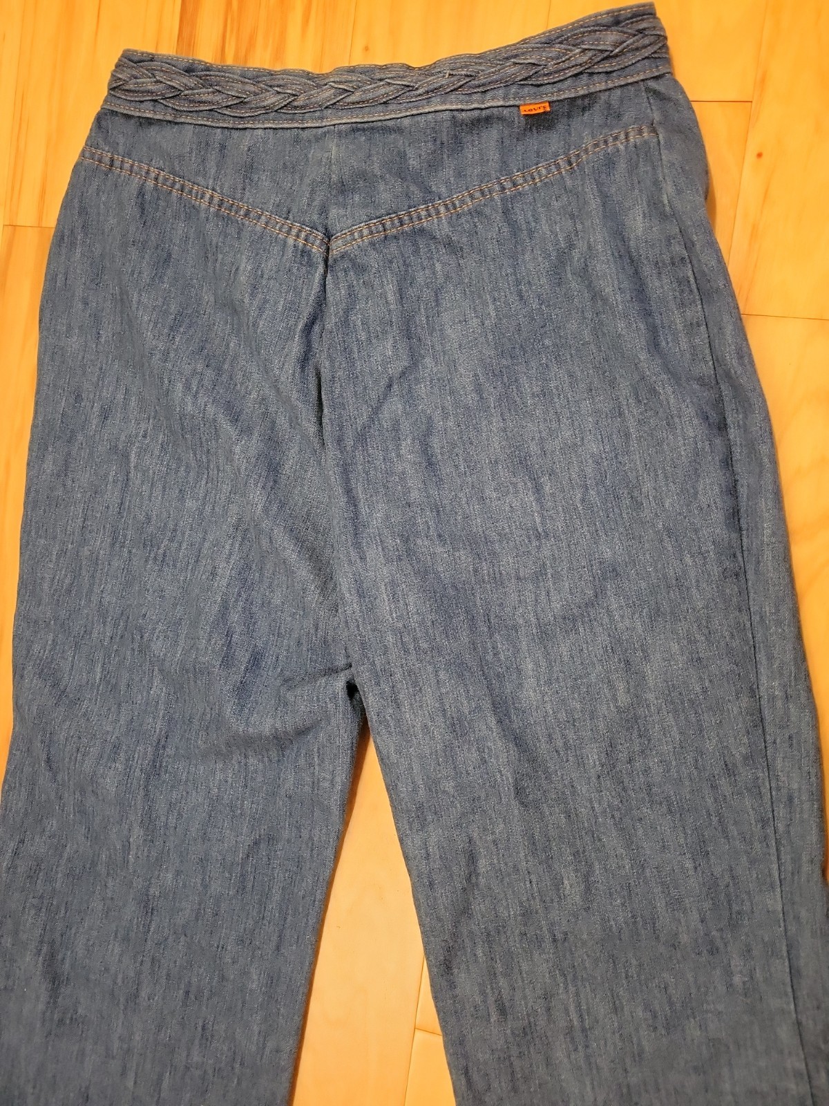 Vtg 70’s Levis Orange Tab Braided High Rise Chambray Denim Jeans Approx 29″ W