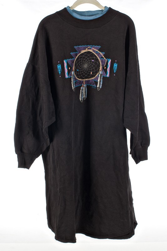 Vintage Artisans Sunschein Designs Black Dream Catcher Shirt Dress Size XXL