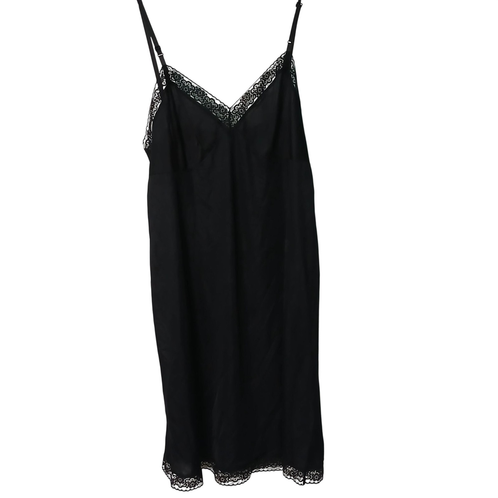 Vanity Fair Black Nylon Full Slip Size 40 Lace Trim Adj Straps Style 10-103 #D42