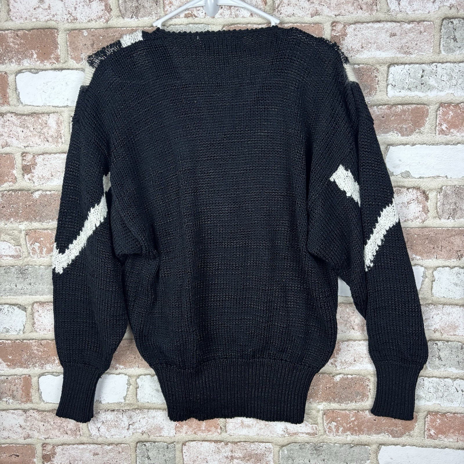 Vtg 80s Pearl Angora Blend V-Neck Sweater SIDE EFFECTS Women M Retro Glam