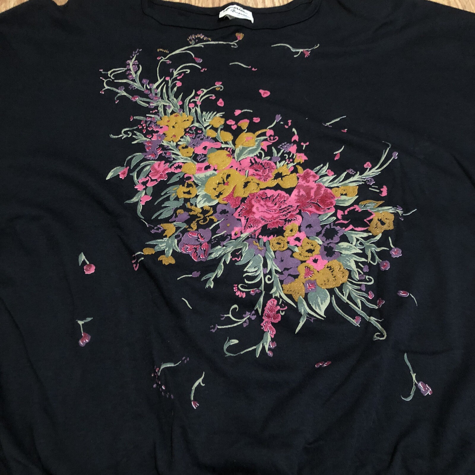 vtg America America floral flower design dolman sleeve size 18 Shirt Made In USA