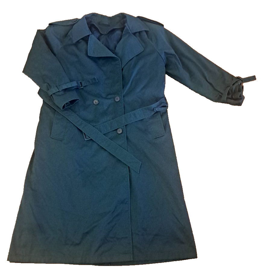 Vintage Womens Trench Coat Rain Jacket Hunter Green Thermolite Liner 1980s 14