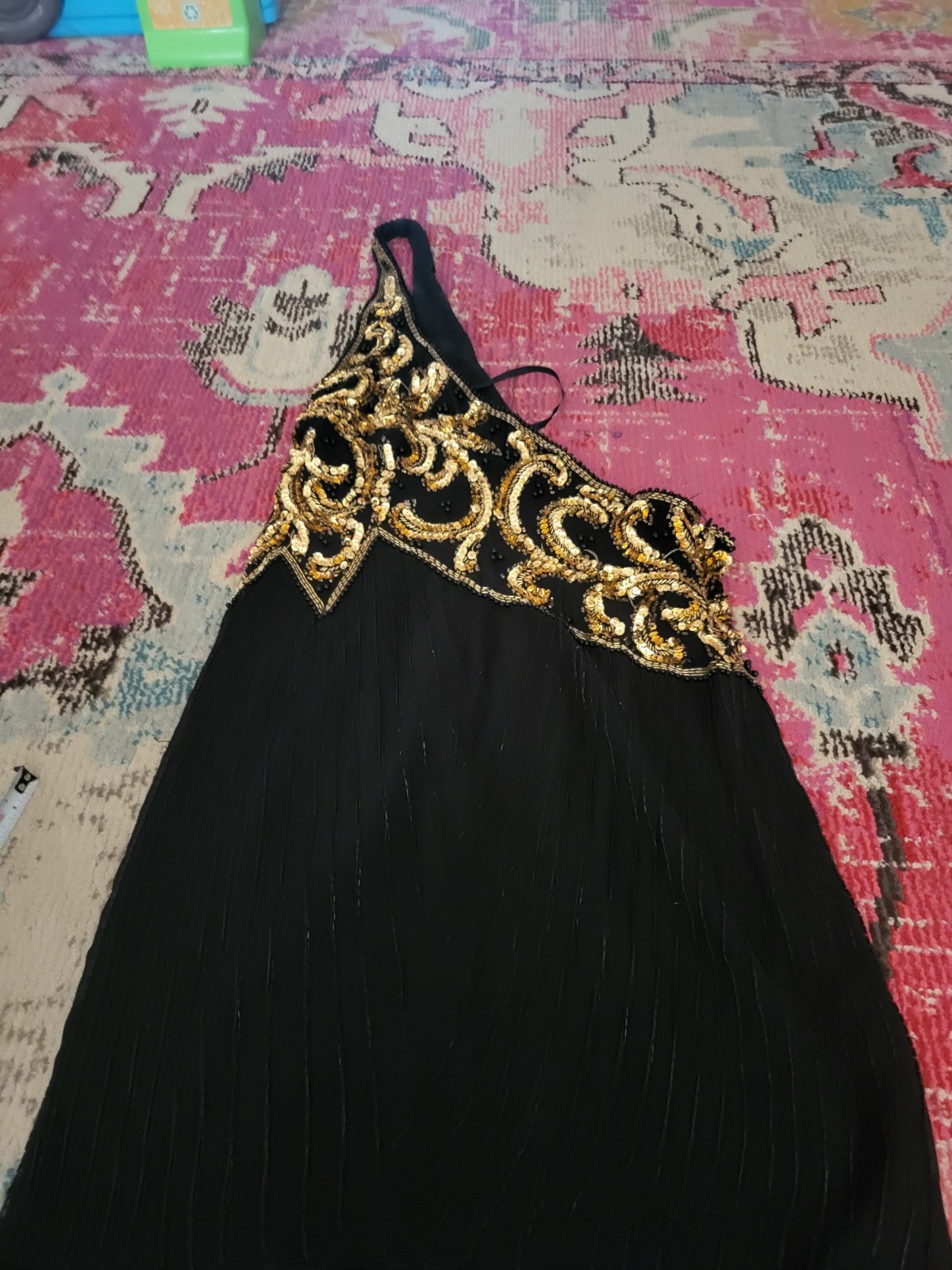 VTG womens 10 Niteline Della Roufogali silk beaded sequins black cocktail dress