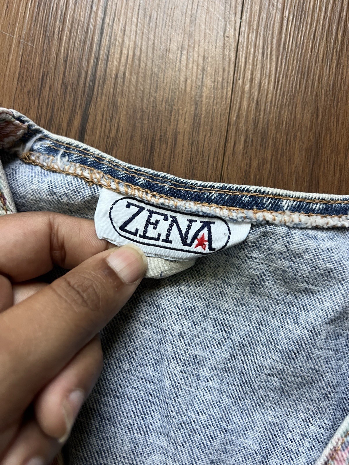 Vintage Zena Floral Denim Vest Large Womens Acid Wash Cottagecore Made in USA