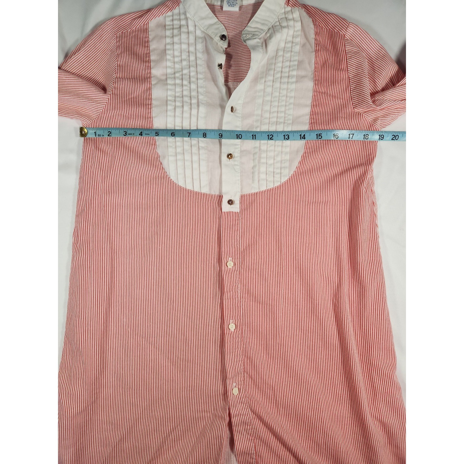 Vintage 1950s Jodie Arden Womens Red Pinstripe Sleep Shirt Tunic Size Small