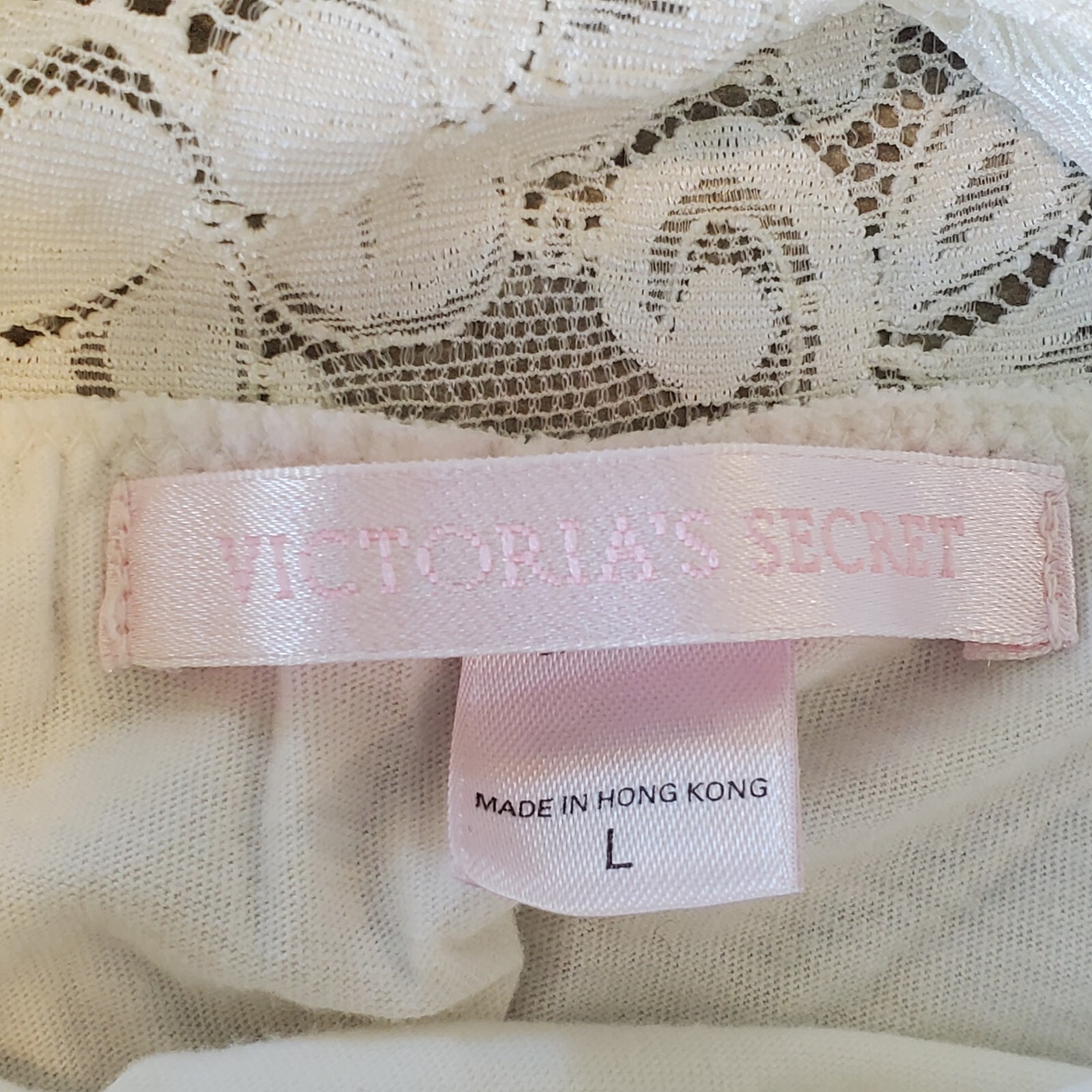 Vintage Y2K Victoria Secret Cream White Lace Slip Nightie Pajamas Negligee LG