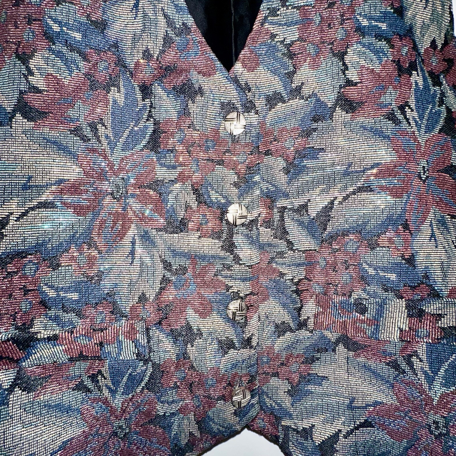 Vintage Casey & Max Tapestry Vest Cottage Floral Western Grandma Boho 90s Sz M