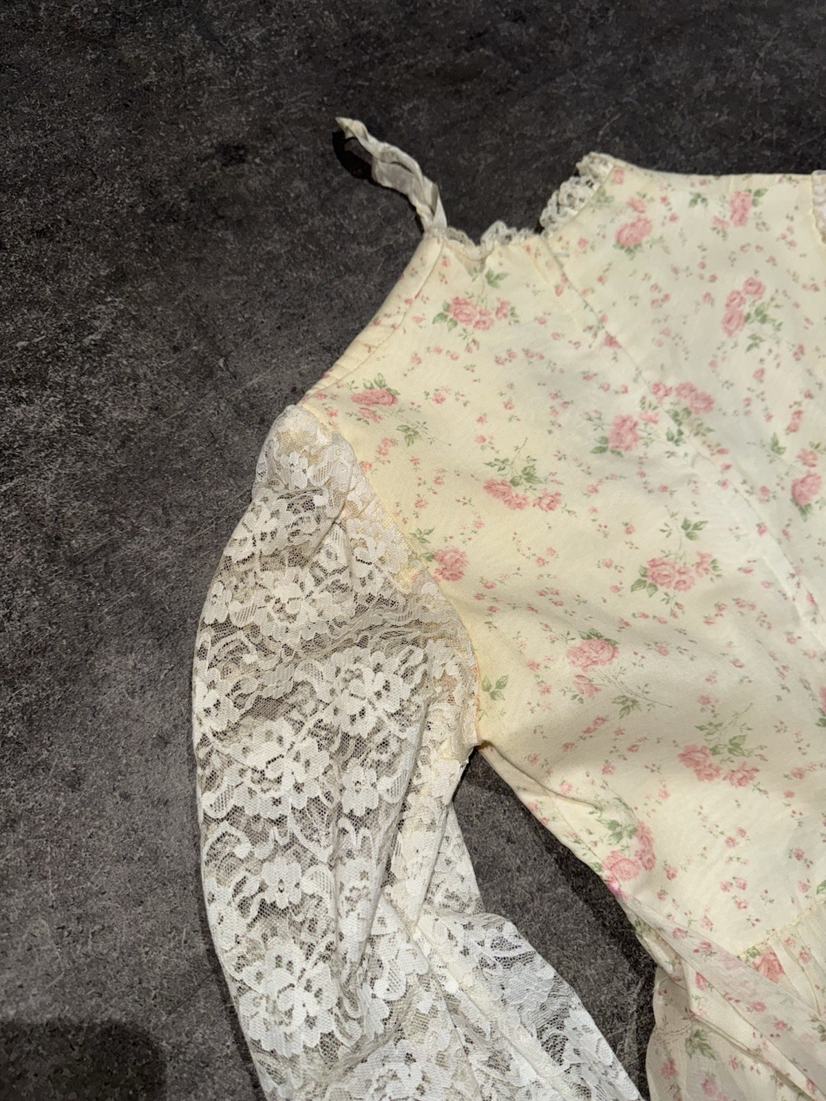 Vintage 60s 70s Boho Floral Peasant Victorian Cottage Core Prairie Dress XS