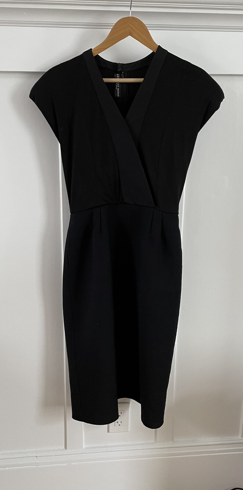 vintage geoffrey beene Mixed Wool Fabrics V Neck Dress Size 10 wool Jersey Body