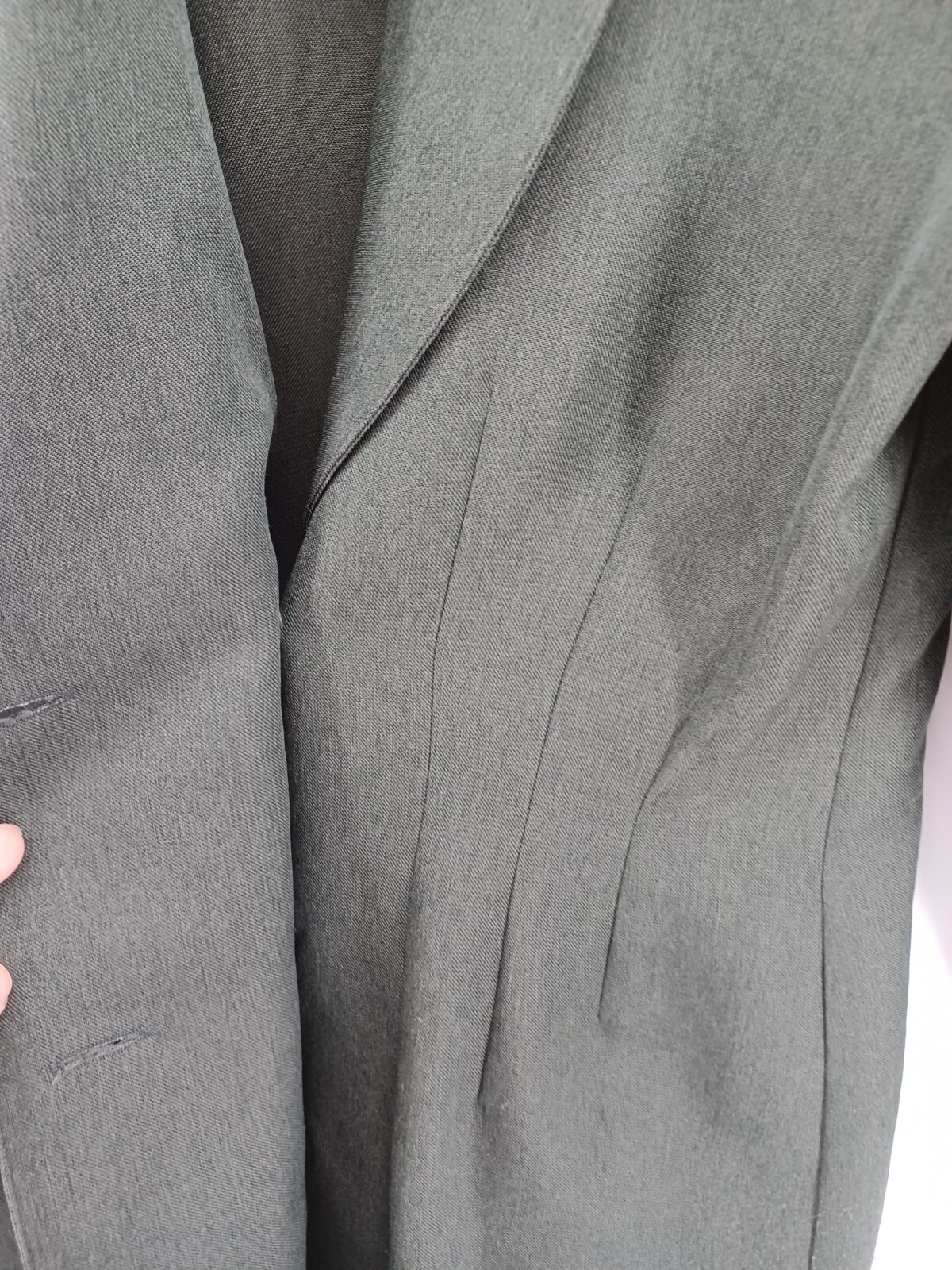 Vintage La Belle Olive Green Blazer cardigan jacket 3 button shoulder pads Women