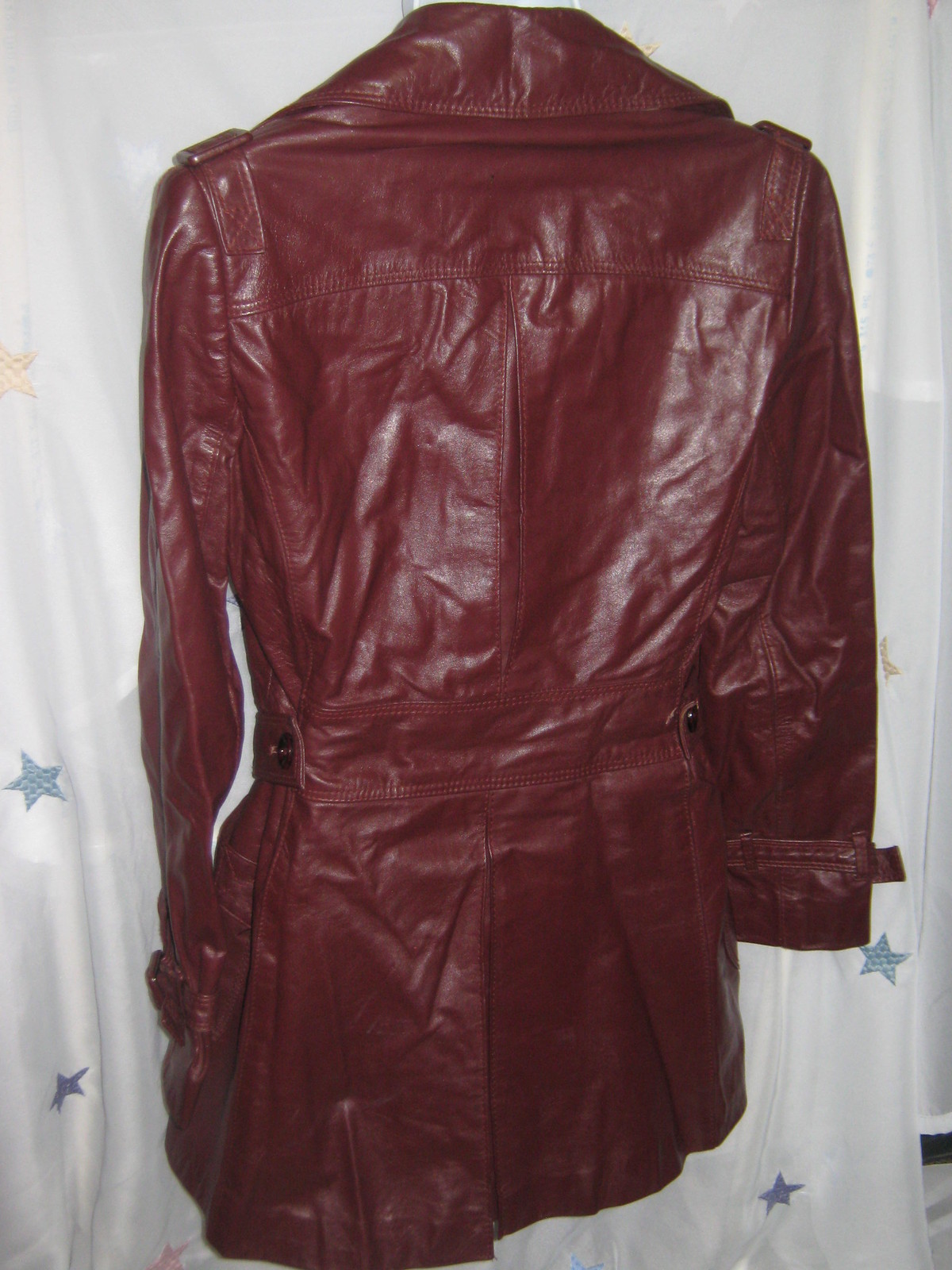 Stylish Vintage TFC Burgundy Leather Coat/Jacket Size 10 #CL15
