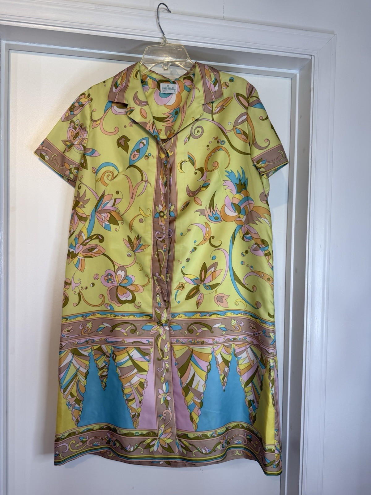 McMullen Vintage Dress Pucci’ish Pattern Short Sleeves Button Up Women’s