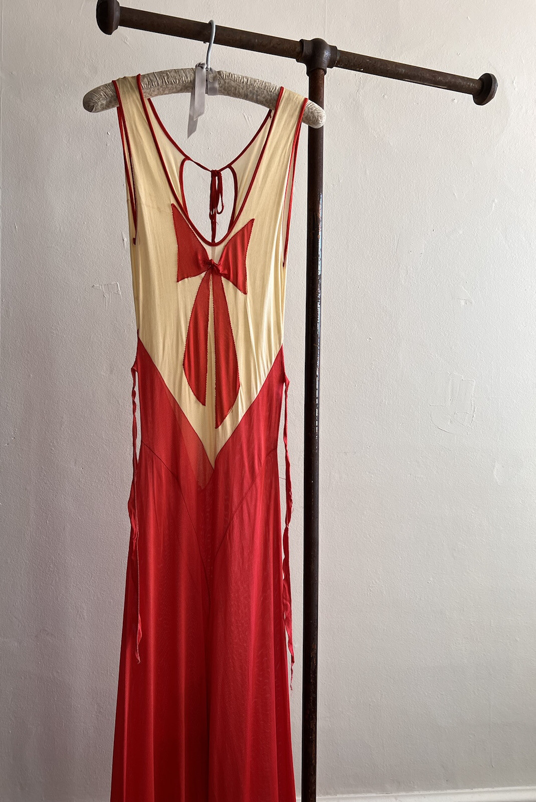 Vintage 1930s Red & Cream Trompe L’Oeil Rayon Jersey Beach Pajamas Jumpsuit Deco