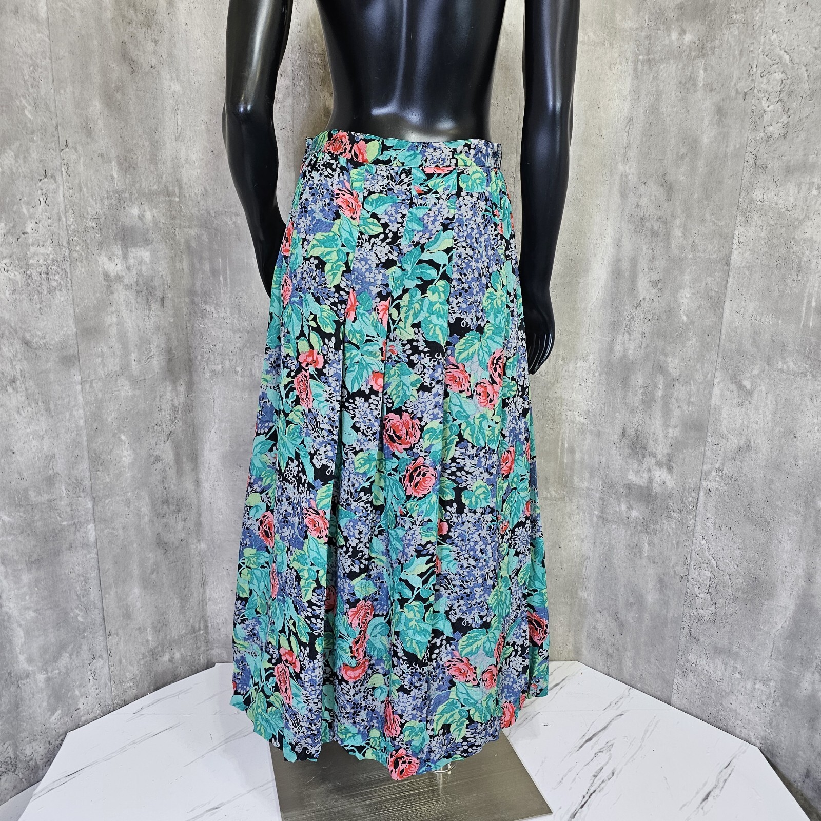 Vintage 70s 80s Irene Kasmer Floral Crepe Batwing Blouse Maxi Skirt Set Outfit