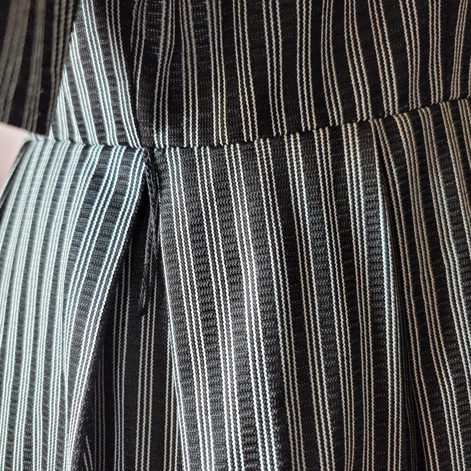 Vintage Miss Marilyn of Dallas 50s Black & White Striped Dress Collared Buttons
