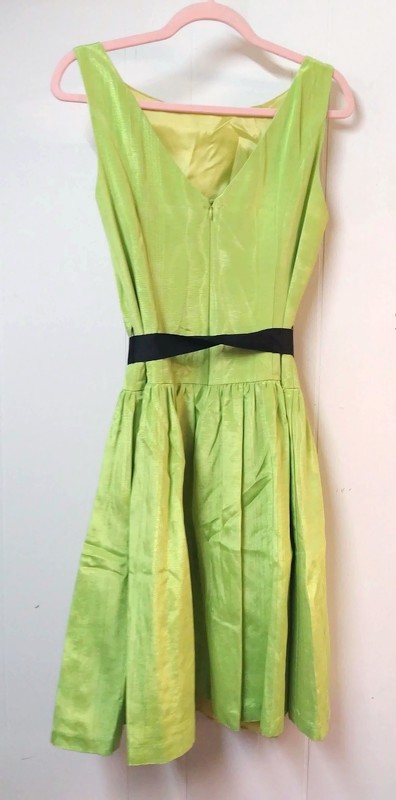 Eliza J VTG 90s 80s M/L? Citron Green Drop Waist Cocktain Party Dress