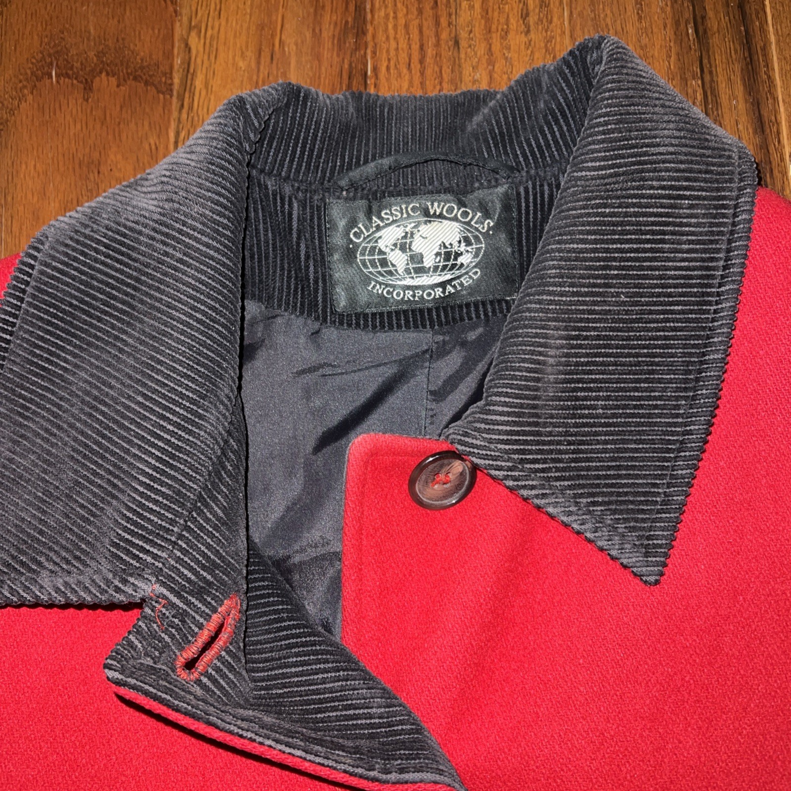Vintage Classic Wools Incorporated Women’s Red And Black Corduroy Trench Coat