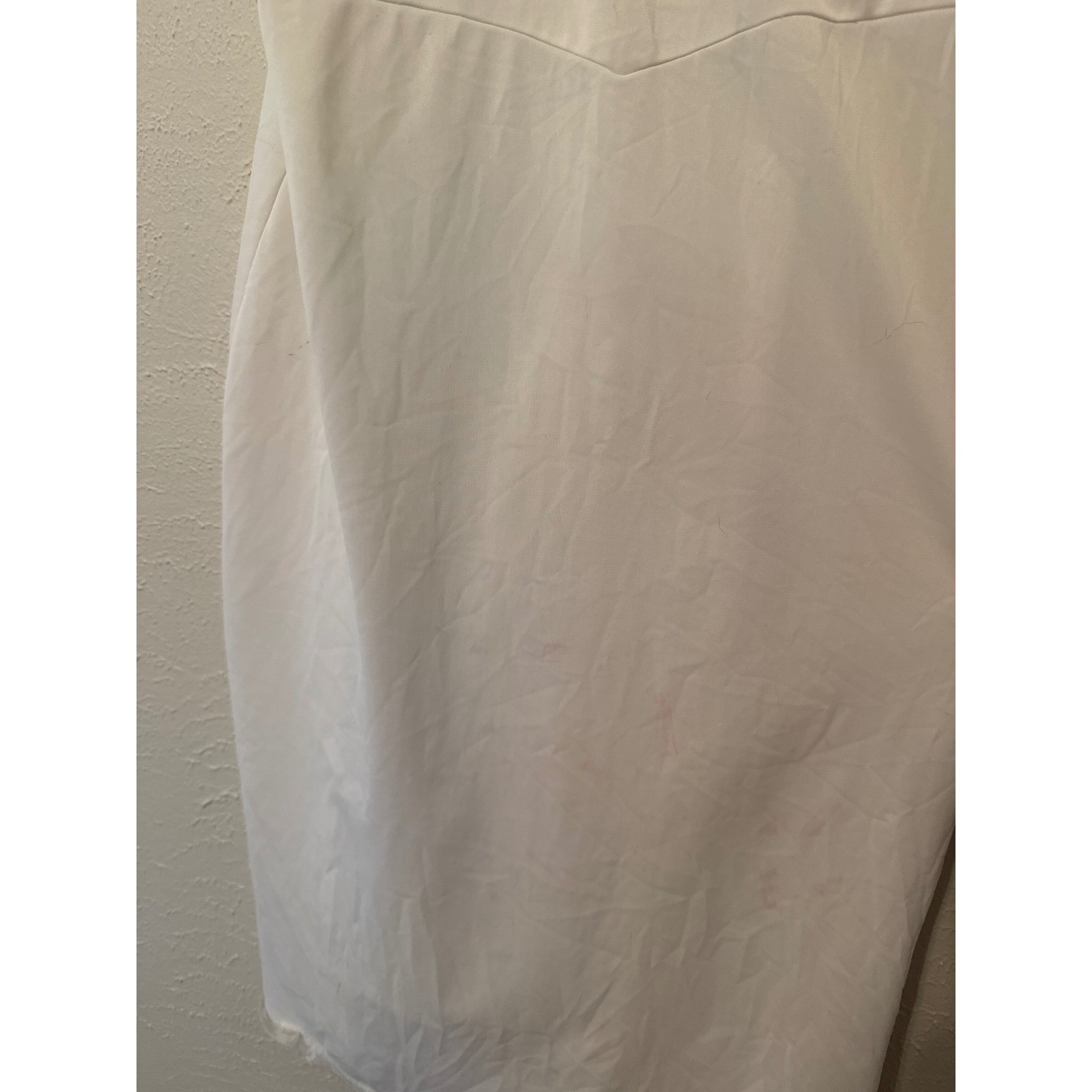 Vintage Shadowline White Nylon Antron III Full Slip Lace Trim 34 Short