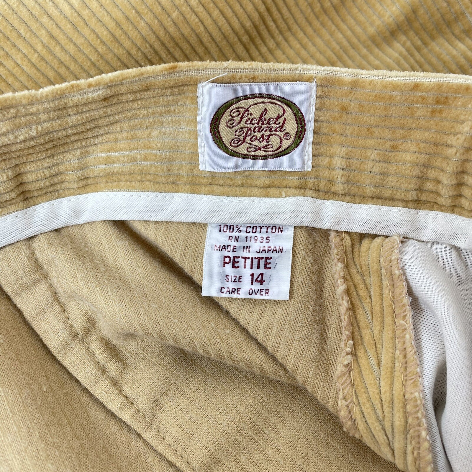 Vintage Picket & Post Corduroy A Line Skirt 14 Petite Pockets Beige Knee Japan