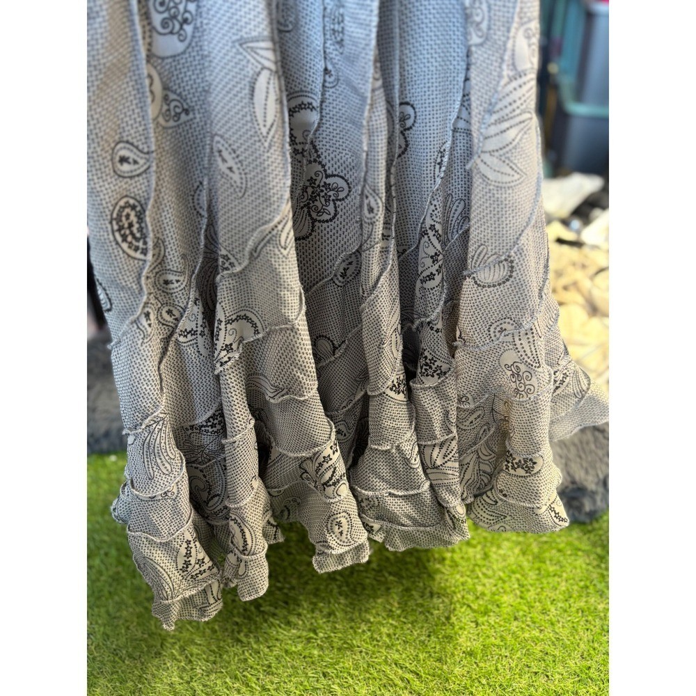 Mixed Noveau Tiered Ruffle Paisley Skirt flowy Fairy Goth Small