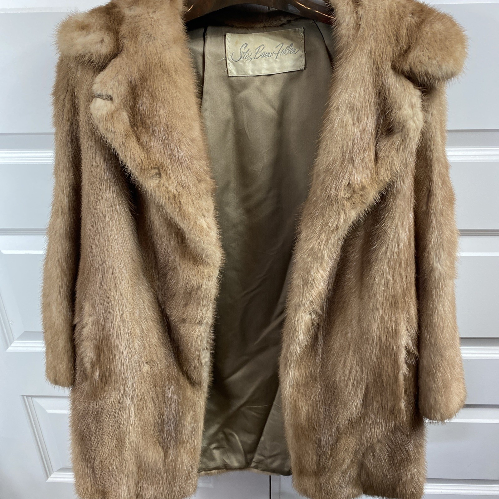 Vintage Stix Baer & Fuller Minx Coat Emba Pastel Royal Quality Natural Brown Med