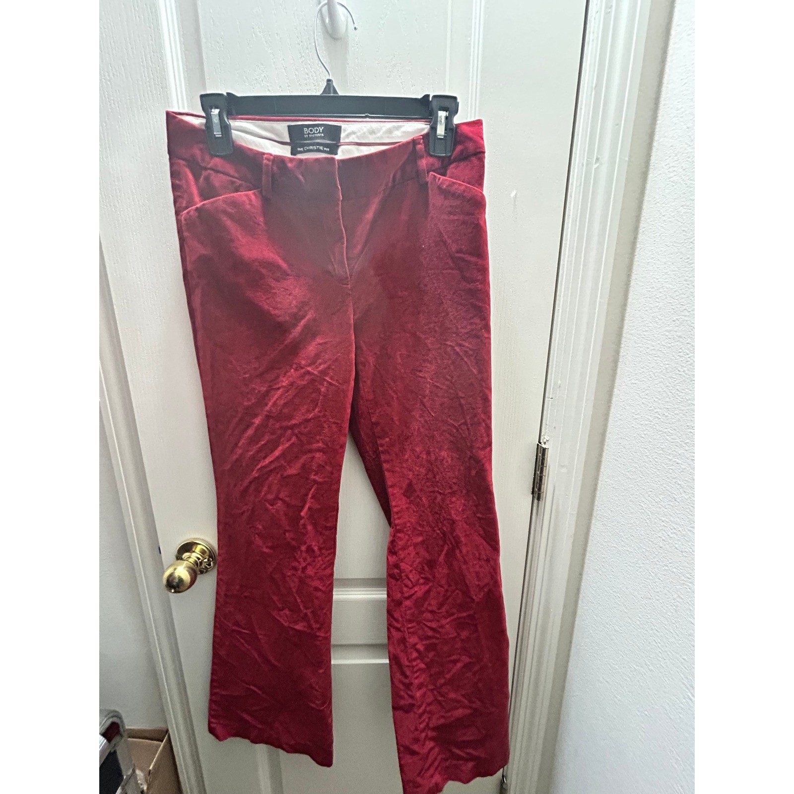 Vintage Body by Victoria Christie Fit Burgundy Velour Bootcut Pants Size 4 Y2K