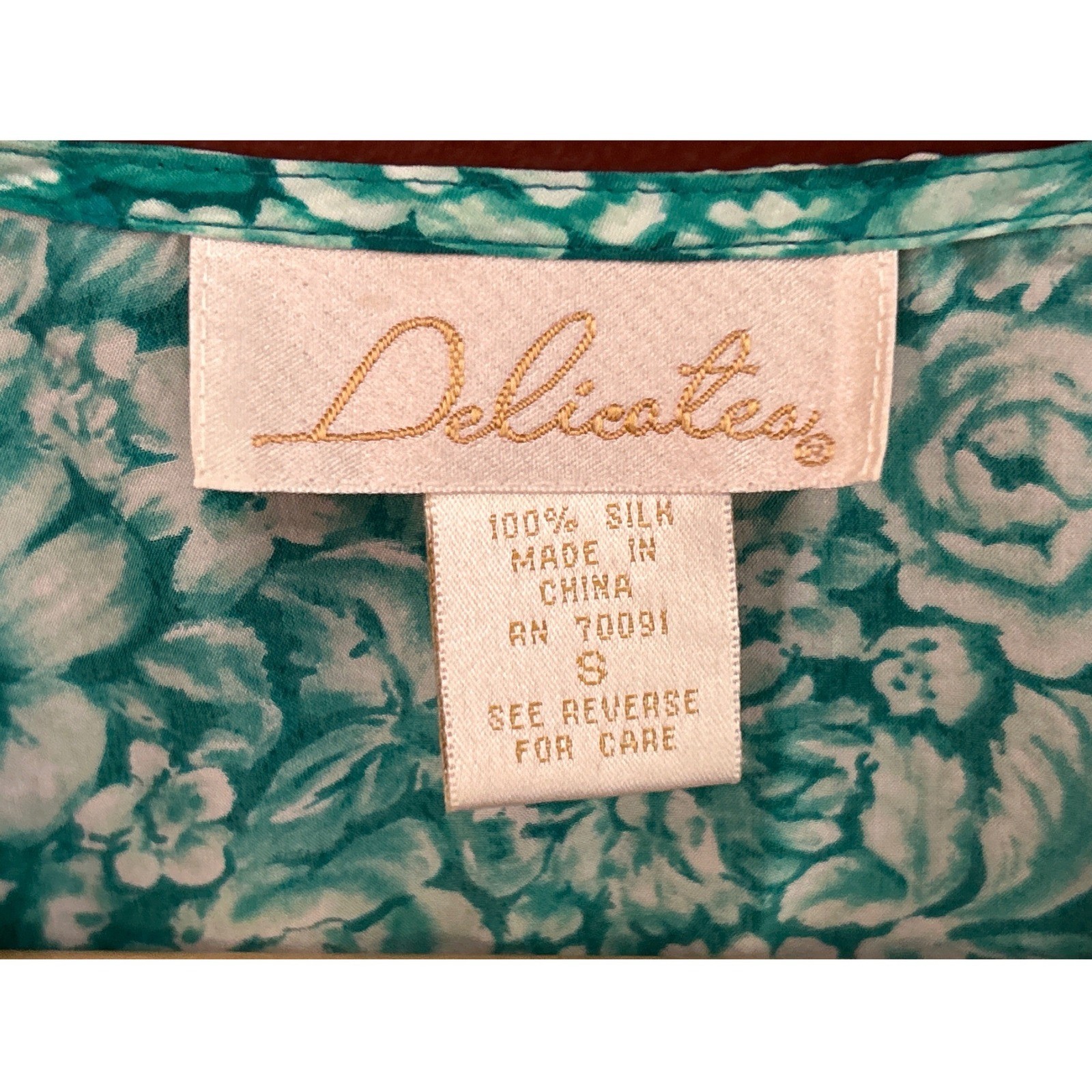 Vintage 90s Delicates Silk Floral Tunic Blouse Grandmacore Coastal Grandmother