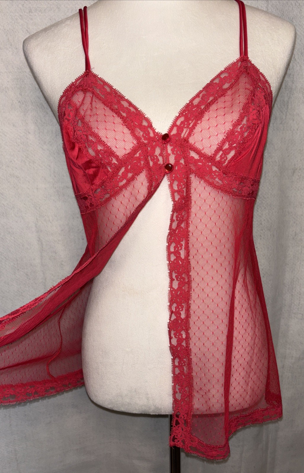 Henson Kickernick Baby Doll Med Sheer lace Red 3️⃣ Piece Sexy Romantic
