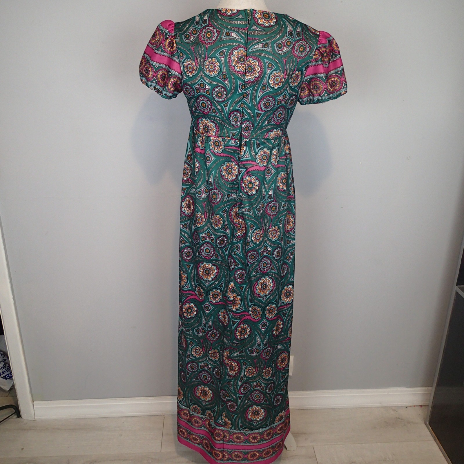 vtg Hoot Owl Groovy Floral maxi Dress sz 13 m/l 70s Chic Prairie Festival long
