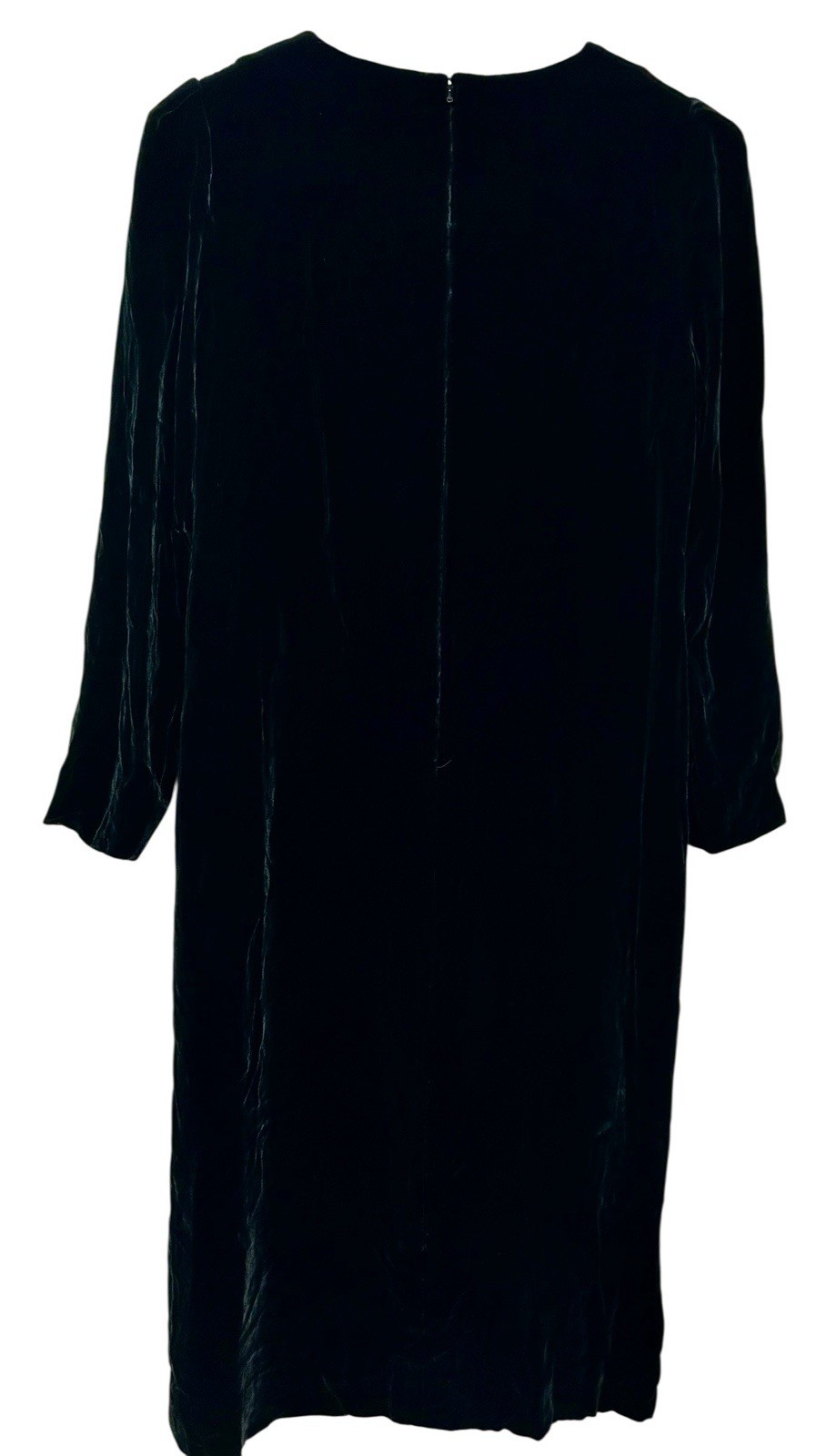 Vintage Halston III Black Velvet Dress sz8 Shoulder Pads Gold Bow Long Sleeve