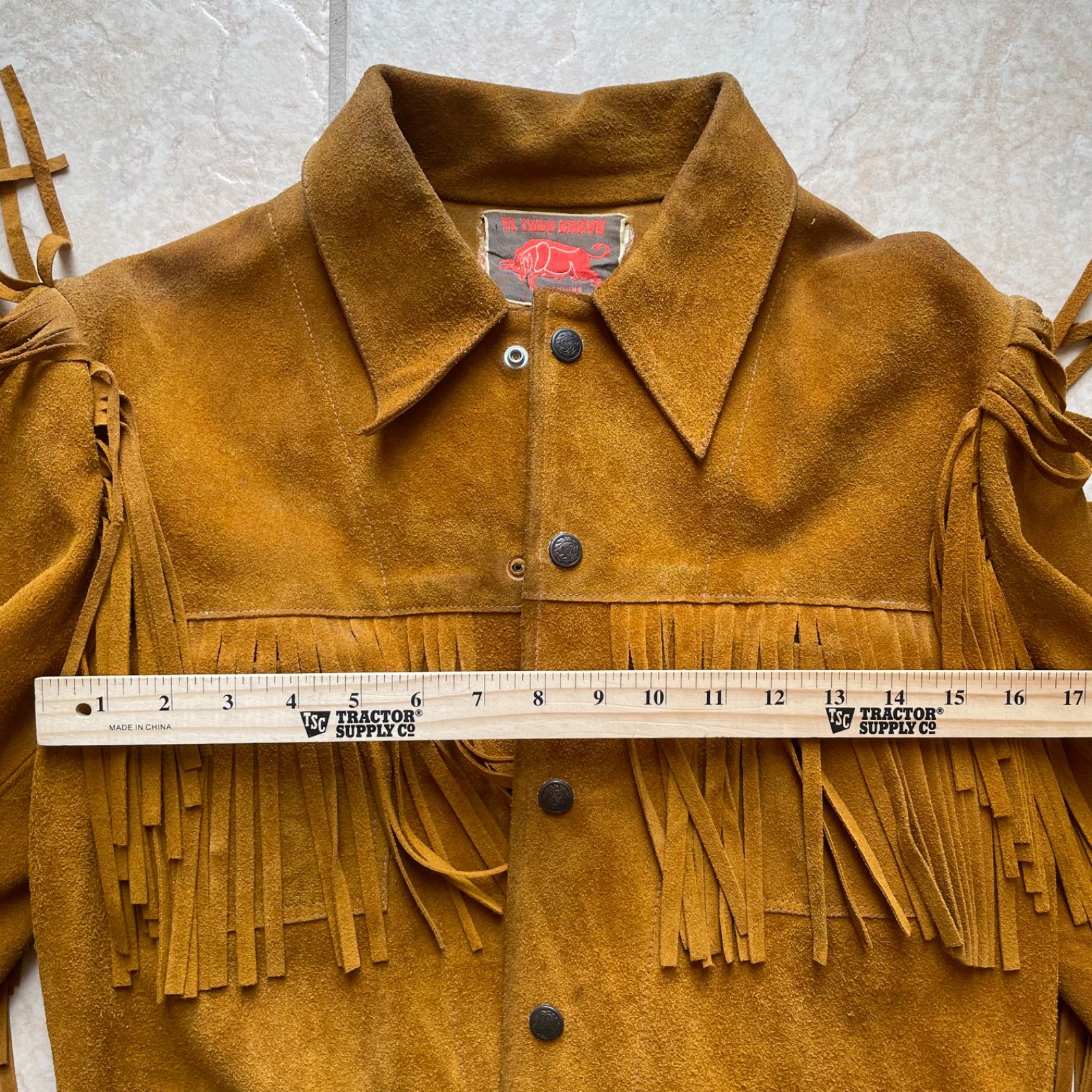 Authentic Vintage 1960s Charro Style Mexican Leather Fringe Jacket XS/Youth