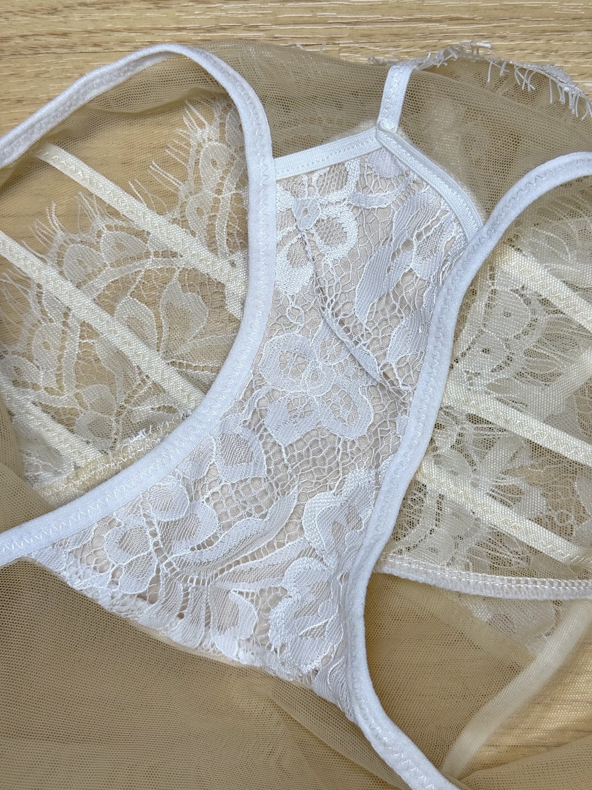 VTG Sheer Light Polyester Granny Panties Nylon Floral Lace Sissy Brief W. 28-30″