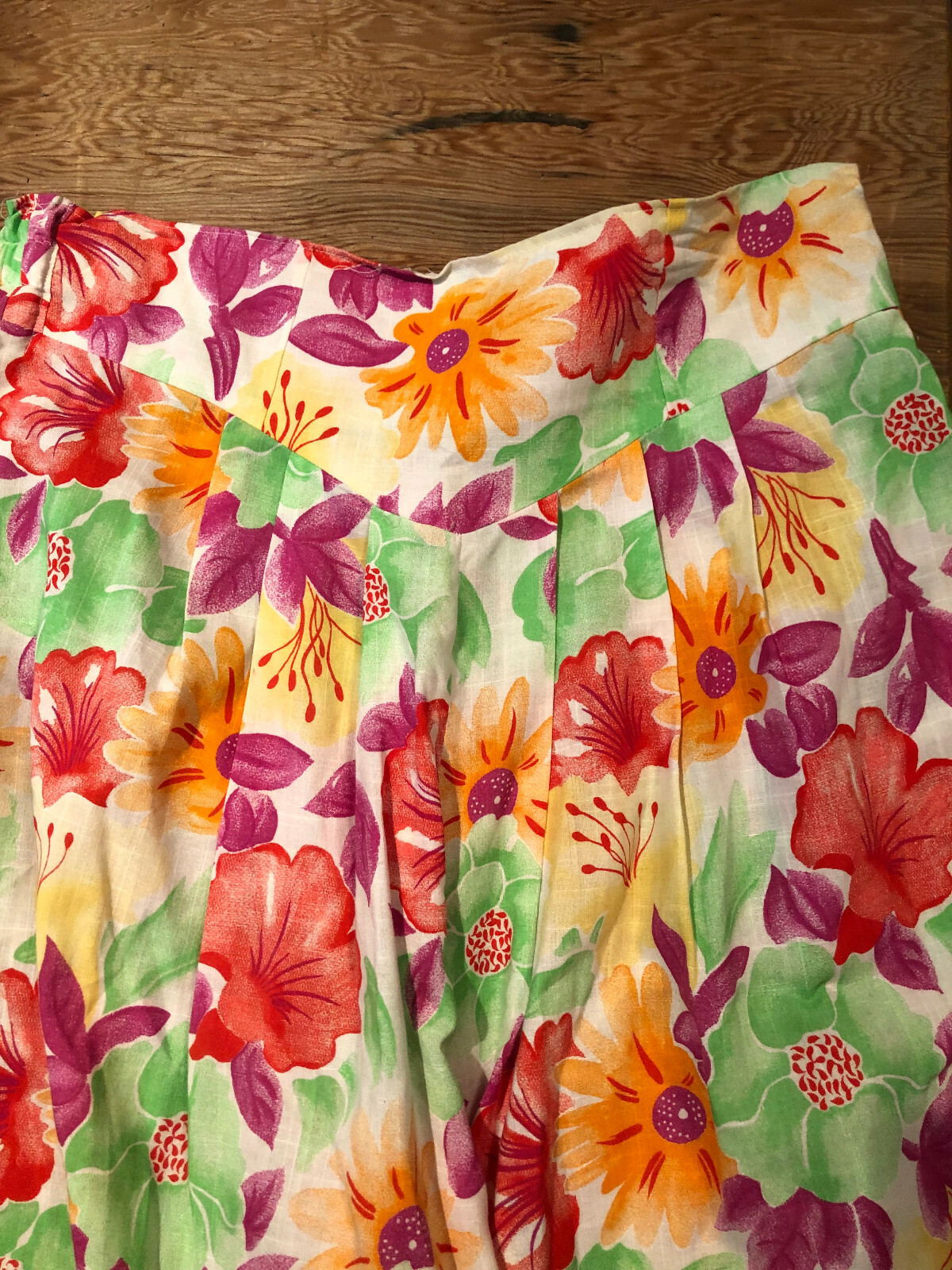 Vintage 60s 70s Handmade Floral Print Pleated Culottes Shorts Size 30×29