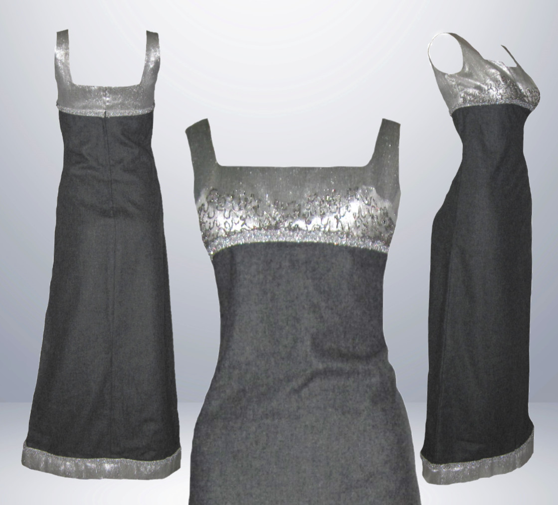 1960s Sleeveless Maxi Dress Gale Mitchell Evening Gown Brocade Empire Waist NWT