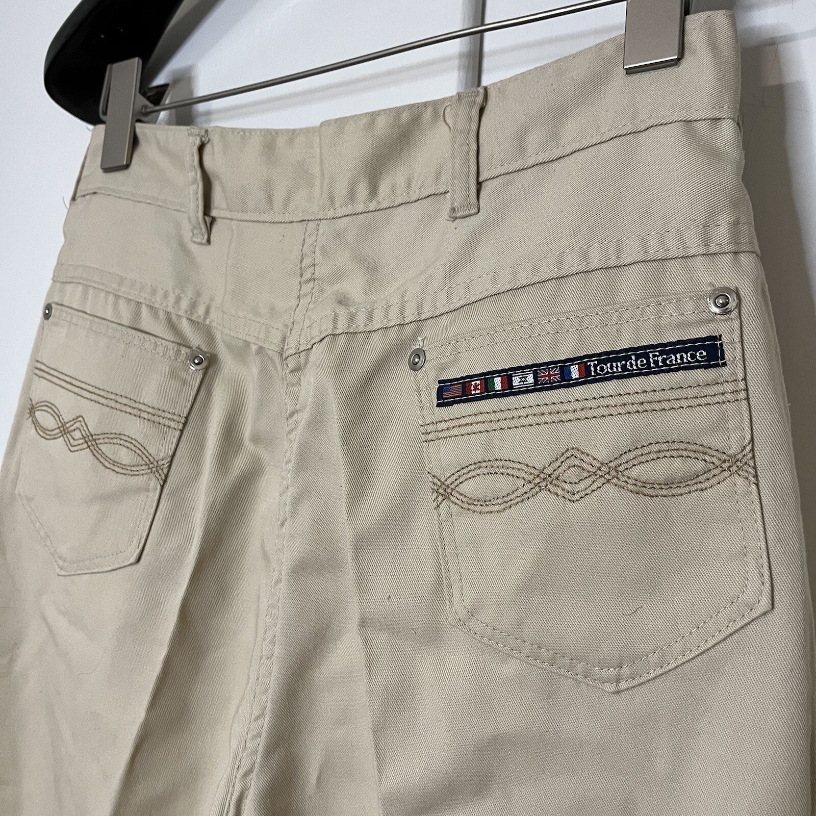 Vintage 70s Tour De France Khaki Denim Straight Leg Jeans
