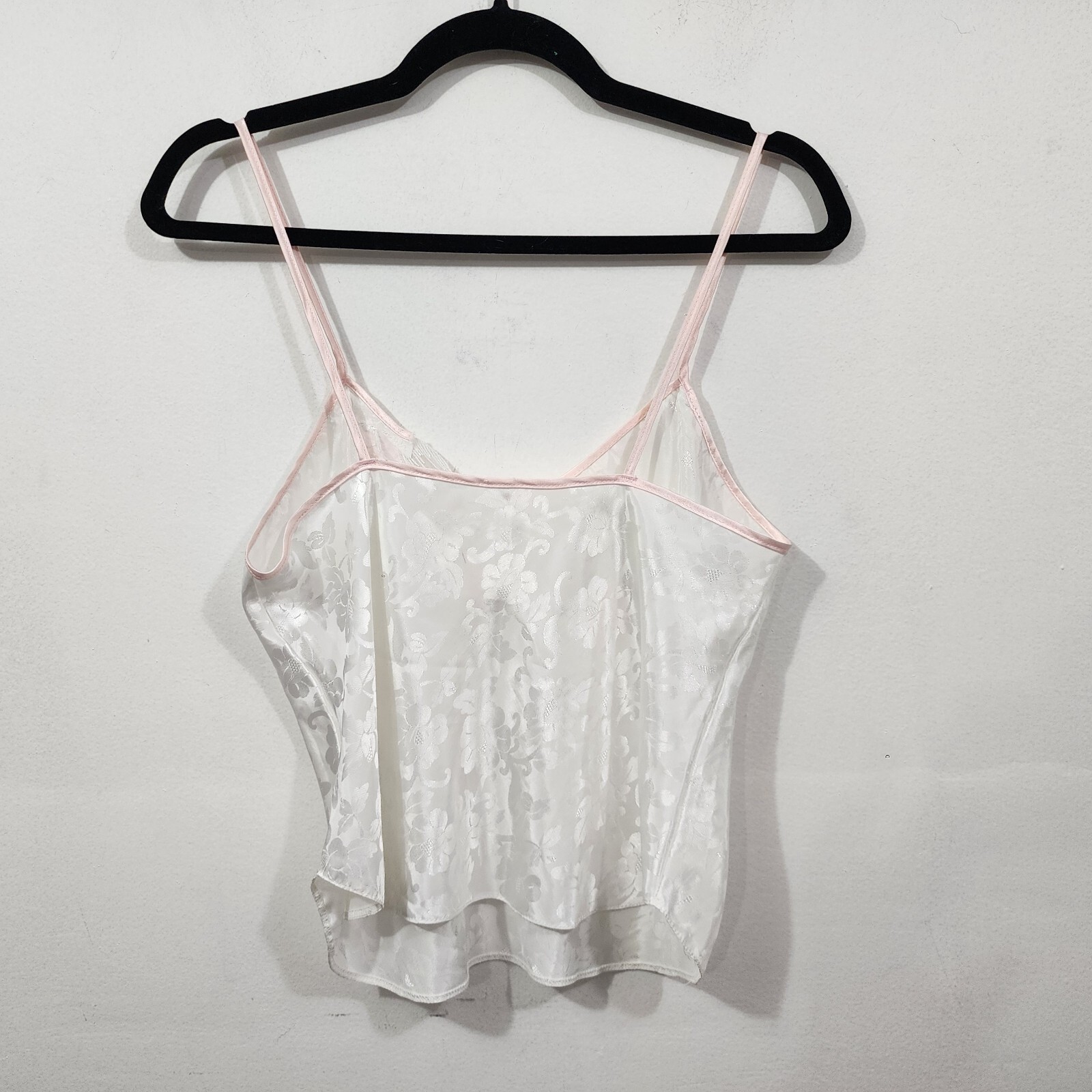 Vintage Lucie Ann ll White Satin Cami Camisole Intimate Top Floral Size 34