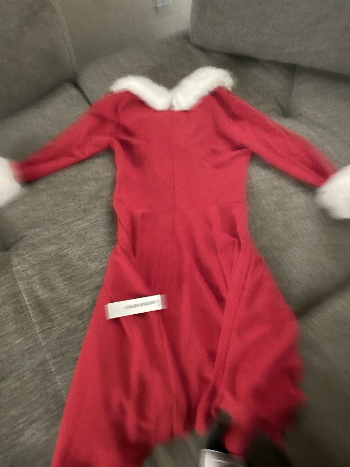 ‘From Kitty with Love’ Ruby Red Faux Fur 50s Swing Dress