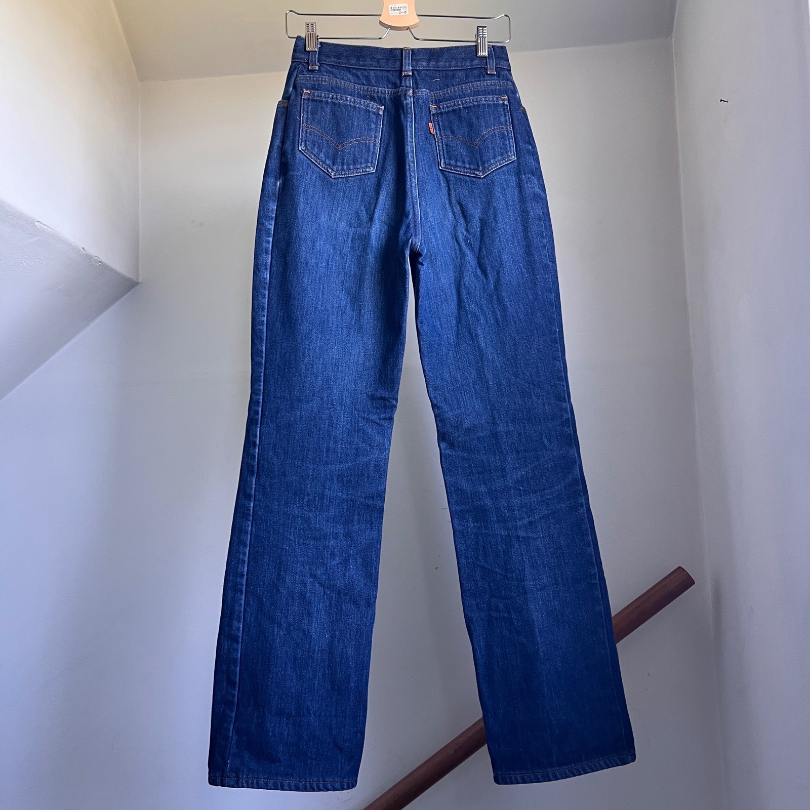 Vintage Levis Jeans Size 28 Red Fleece Lined High Rise Straight Leg Dark Wash