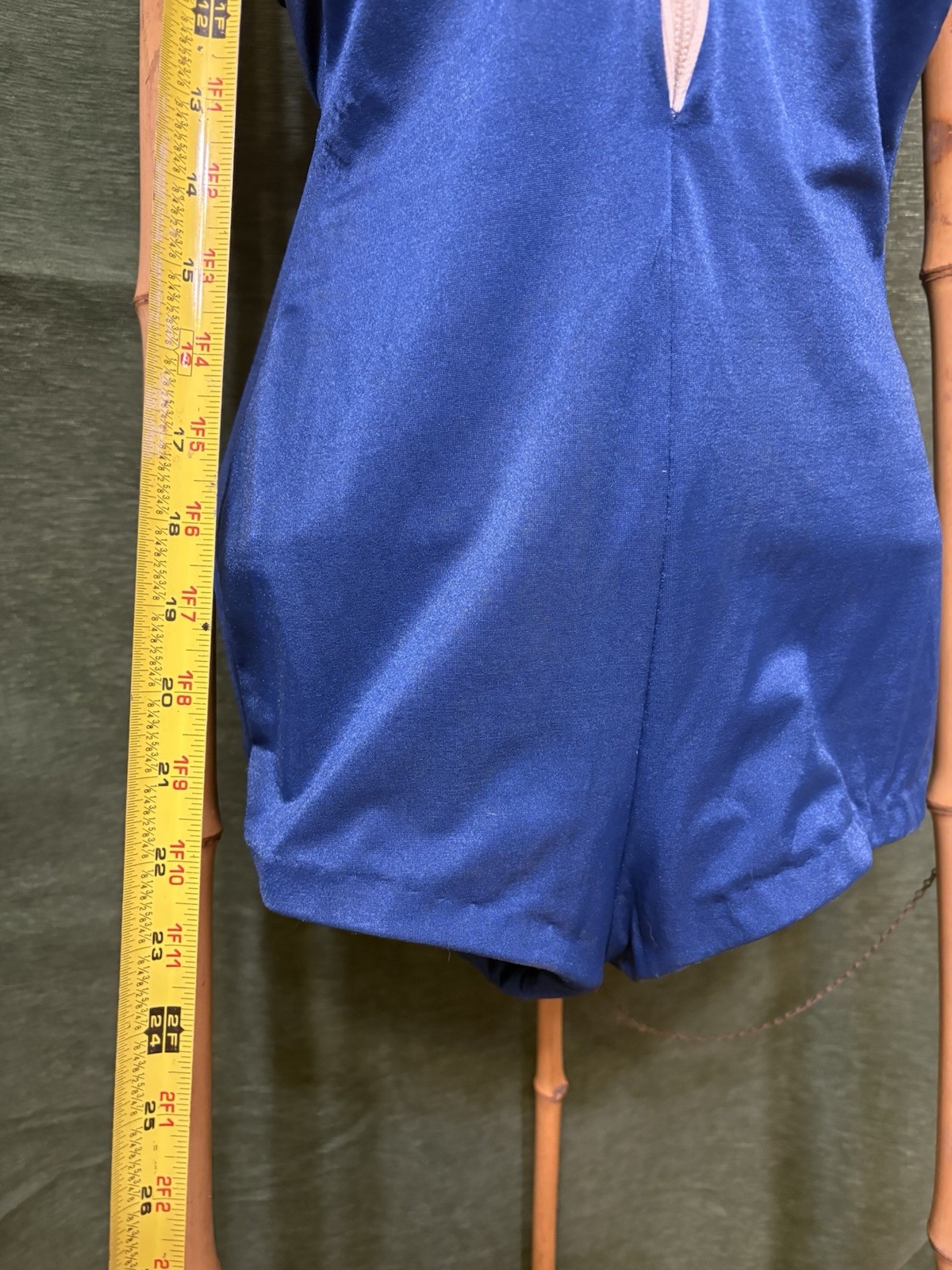 Vintage 1960s De Weese Design Swim & Sun Swimsuit Navy Blue One Piece W Zipper